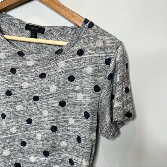 J Crew Womens Size XS Grey Polka Dot Tee Shirt Slub Cotton Blue White Crewneck - Picture 3 of 8